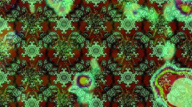 Çiçekli karalama şeklinde Raster çiçek deseni. Yumuşak, yeşil ve kahverengi renkte yaz çiçekleri. Raster illüstrasyonu.