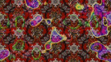 Miles Fleur, süslü püslü bir süs. Eskiz geçmişi. Raster illüstrasyonu. Tomurcukları papatya çiçekleri olan sevimli bir çiçek deseni. Kumaş, tekstil, duvar kağıdı baskısı için. Antika retro tarzı.