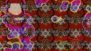 Suluboya çiçekli çiçek deseni. Raster illüstrasyonu. Kahverengi ve kırmızı renkli güzel tekstil.