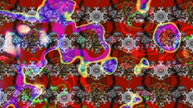 Raster illüstrasyonundaki çiçek desenli çizim. Renkli Bahar Teması eskiz kalıbı. Düz Çiçek Elementleri Tasarımı. Kırmızı ve gri renkte çiçekler.