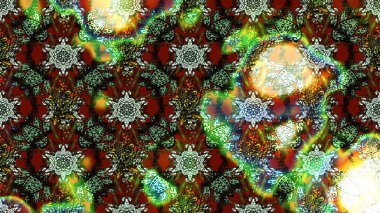 Halk tarzı. Modern çiçek arkaplanı. Parlak renkli çiçekleri ve yeşil ve kahverengi renkte yaprakları olan harika bir çiçek deseni. Moda baskıları için zarif bir şablon.