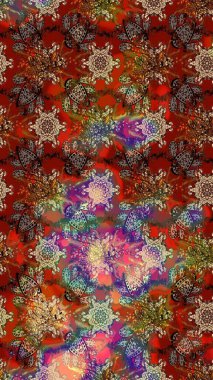 Tekstil, kumaş, kapaklar, duvar kağıtları, baskı, naylon, koleksiyon defteri, örgü, dekupaj için güzel bir eskiz. Küçük kahverengi ve kırmızı çiçekli oldukça eski bir besin torbası deseni. Millefleurlar.