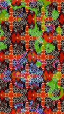 Kızılderili desenli desenli desenli şal deseni. Tekstil, tebrik kartı, boyama kitabı, telefon kılıfı baskısı için kullanılabilir. Raster Henna dövme stili. Etnik Mandala süsü.