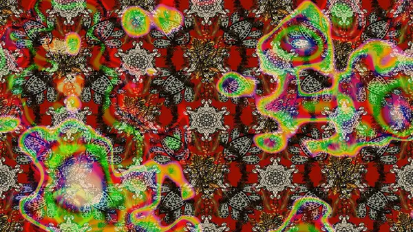 Kahverengi ve kırmızı renklerde bahar çiçekleri. Raster illüstrasyonu. Raster çiçek desenli ve çiçekli..