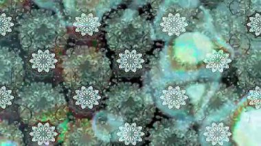 Renkli unsurlarla hareketli arka plan görüntüleri. Çiçekler. Eski model. Bayrak tarzı. Video kaydı. Şablon. Döngü. Kusursuz.. 