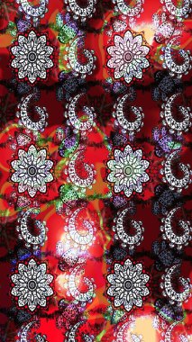 Kırmızı ve siyah çiçekli eskiz deseni, suluboya çiçek deseni, sevimli çiçek, duvar kağıdı, kart veya kumaş için fayanslı. Raster - stok.