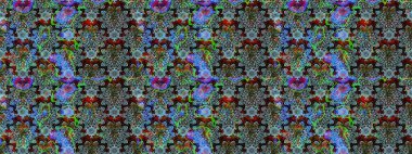 Çiçekler suluboya eskiz deseni. Raster Stili kumaş deseni.