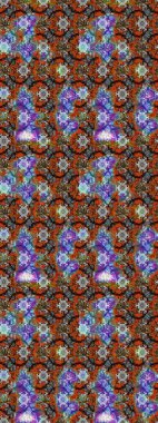 Üzerinde gelincikler ve vadi zambakları olan renkli çiçek desenli nakış deseni. Tekstil tasarımı için geleneksel Raster çiçek buketi kahverengi ve mavi renklerde.