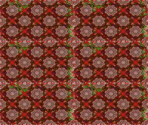 Kahverengi ve kırmızı renklerde parlak çiçekli, soyut, pürüzsüz desen. Küçük çiçekte hoş bir çiçek deseni var. Çiçek elementli zarif raster dokusu..