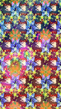 Raster suluboya çiçek deseni, narin çiçekler, tarafsız çiçekler, tebrik kartı şablonu. Raster Güzel kumaş deseni.