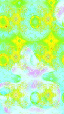 Yeşil renkli çiçekler. Kumaş desenli papatya çiçekleri ayrıntıları.