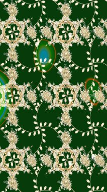 Üzerinde yeşil renkte karalamalar olan çiçek desenleri çiz. Raster illüstrasyonu.