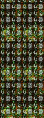 Raster illüstrasyonu. Çiçekli karalama şeklinde Raster çiçek deseni. Yumuşak, yaz çiçekleri kahverengi ve siyah renklerde.