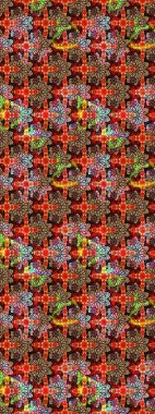 Kırmızı ve siyah renkli çiçekler suluboya stilinde. Raster illüstrasyonunda çiçek deseni çizimi.