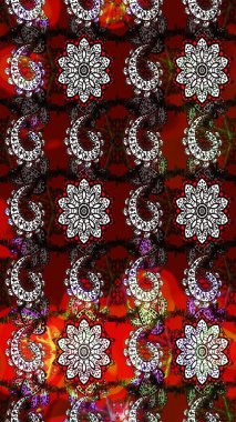 Raster illüstrasyonundaki çiçek desenli çizim. Kırmızı ve siyah renkte çiçekler.