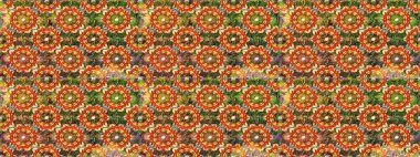 Damask pürüzsüz süsü. Kahverengi ve turuncu renkler üzerinde klasik oryantal desen. Geleneksel raster ve altın desen.