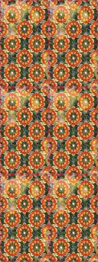 Turuncu ve kahverengi renklerde altın elementlerle kusursuz desen. Kusursuz klasik raster altın desenli. Raster illüstrasyonu. Klasik klasik klasik arka plan. Geleneksel oryantasyon süsü.