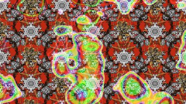 Soyut etnik raster çizim kalıbı. Kabile sanatı boho baskısı, klasik çiçek arkaplanı. Arkaplan dokusu, duvar kağıdı, gri ve kahverengi renkli çiçek teması.