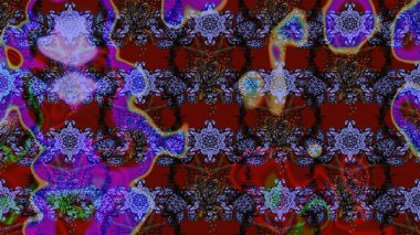 Kırmızı ve mor renkte çiçekler. Raster düz çiçek çizim deseni. Tasarım hediye paketi, tebrik kartları, posterler ve afiş tasarımı.