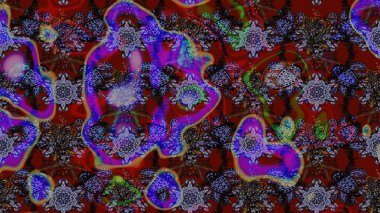 Parlak çiçekli halı deseni kahverengi ve kırmızı renklerde..