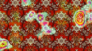 Raster illüstrasyonu. Düz Çiçek Elementleri Tasarımı. Renkli Bahar Teması eskiz kalıbı. Kahverengi ve kırmızı renkte zarif çiçekli suluboya.