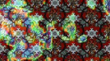 Raster illüstrasyonundaki çiçek desenli çizim. Yeşil ve gri renkte çiçekler.