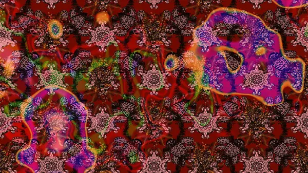 Raster illüstrasyonu. Moda baskısı, albüm, ambalaj kağıdı ve duvar kağıdı için zarif dekoratif süslemeler. Kahverengi ve kırmızı renklerde sevimli çiçekler. Küçük çiçekli basit bir çiçek çizimi..