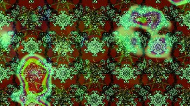 Hediye ambalaj kağıdı, tebrik kartları, posterler ve pankart tasarımı. Raster düz çiçek çizim deseni. Yeşil ve kahverengi renkte çiçekler.