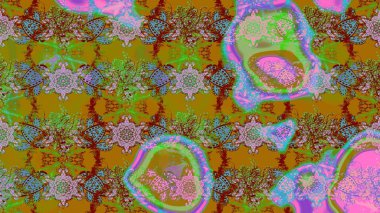 Renkli Bahar Teması eskiz kalıbı. Kahverengi ve yeşil renkli çiçekler. Düz Çiçek Elementleri Tasarımı. Çiçek desenli eskiz, yaz çiçekleri..