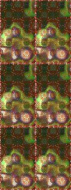 Raster illüstrasyonu. Suluboya tarzında kahverengi ve yeşil renklerde. Pürüzsüz bahar deseni ve küçük çiçekler.