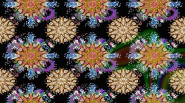 Kabile sanatı boho baskısı, klasik çiçek arkaplanı. Soyut etnik raster kusursuz desen. Arkaplan dokusu, duvar kağıdı, siyah ve kahverengi renkli çiçek teması.