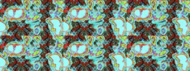 Çiçekli karalama şeklinde Raster çiçek deseni. Nazik, sevimli çiçek arkaplanı. Mavi ve yeşil renkte çiçekler.