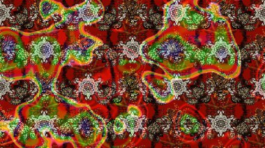 Küçük çiçekteki sevimli çiçek deseni. Kahverengi ve kırmızı renkte çiçekler. Raster illüstrasyonu.