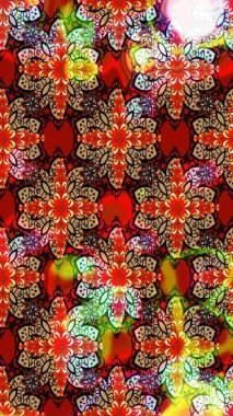 Raster. Düz Çiçek Elementleri Tasarımı. Renkli Bahar Teması çizim şablonu.