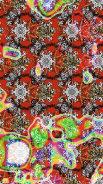 Düz Çiçek Elementleri Tasarımı. Renkli Bahar Teması eskiz kalıbı. Raster illüstrasyonundaki çiçek desenli çizim. Süslü kumaş deseni.