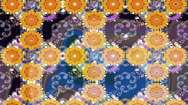 Sulu renklerde sarı çiçekli zarif bir eskiz deseni, tasarım elementleri. Düzenlenebilir. Düğün davetiyeleri için çiçek deseni, tebrik kartları, hatıra defteri, baskı, hediye paketi, imalat.