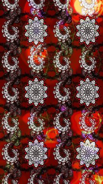 Raster Hip kumaş deseni. Eskiz Vintage Çiçek Deseni.