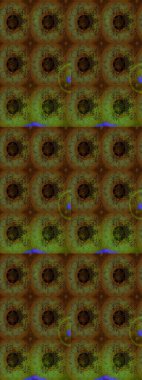 Raster illüstrasyonundaki çiçek desenli çizim. Suluboya tarzında kahverengi renkte çiçekler.