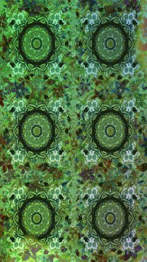 Raster altın pürüzsüz desen. Düz elle çizilmiş klasik koleksiyon. Yeşil ve gri renklerdeki altın desenli altın elementler. Arkaplan, kumaş, altın duvar kağıdı.