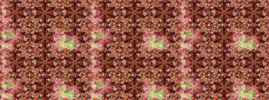 Kahverengi ve kırmızı renklerde altın bir element. Damask arkaplanı. Altın çiçekli, pürüzsüz desen. Barok tarzında altın çiçekli süs..