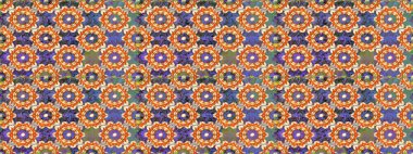 Turuncu ve bej renklerde altın tekrarlayan elementlerle soyut arkaplan. Kusursuz oryantal klasik altın desen.