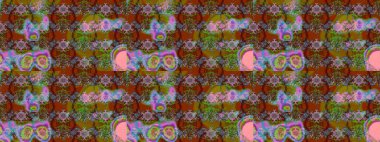 Parlak renkli çiçekleri olan ve kahverengi ve yeşil renkli yaprakları olan harika bir çiçek deseni. Moda baskıları için zarif bir şablon. Modern çiçek arkaplanı. Halk stili.