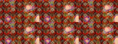 Çiçekli karalama şeklinde Raster çiçek deseni. Kahverengi ve kırmızı renklerde bahar çiçekleri. Raster illüstrasyonu.