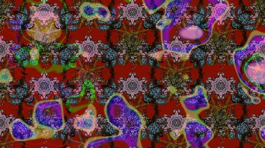 Kırmızı ve kahverengi renkte çiçekler. Çiçekli karalama şeklinde Raster çiçek deseni. Nazik, narin çiçek arkaplanı.