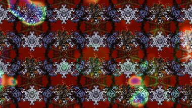 Kibar, bahar çiçekleri kırmızı ve kahverengi renklerde. Raster çiçekleri klasik tarzda çizilmiş. Raster illüstrasyonu. Çiçekli yumuşak çizim deseni.