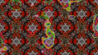 Soyut etnik raster çizim kalıbı. Arkaplan dokusu, duvar kağıdı, gri ve kahverengi renkli çiçek teması. Kabile sanatı boho baskısı, klasik çiçek arkaplanı.