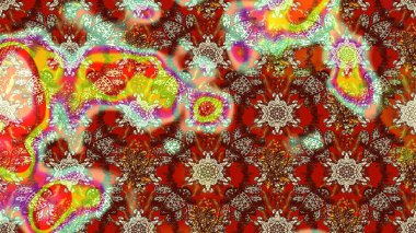 Kahverengi ve kırmızı renkte etnik çiçeklerle süslenmiş zarif bir eskiz şekli. Raster Çiçek İllüstrasyon Şirin Tekstil.