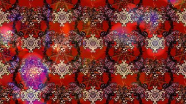 Küçük çiçekte hoş bir çiçek deseni var. Parlak çiçekli kırmızı ve kahverengi renkler üzerine soyut çizim deseni. Çiçek elementli zarif raster dokusu..