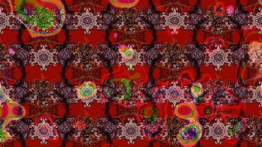 Taslak süsleme izi. Etnik Mandala havlusu. Tebrik kartı geçmişi, boyama kitabı, arkaplan ve tekstil için kullanılabilir. Raster Henna tarzı. Sınır Hindistan çiçek desenli paisley patentli.