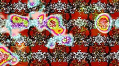 Raster illüstrasyonu. Gri ve kırmızı renklerde bahar çiçekleri. Yaprak ve çiçeklerin suluboya resmi, gri ve kırmızı renkler üzerine çizim şekli.